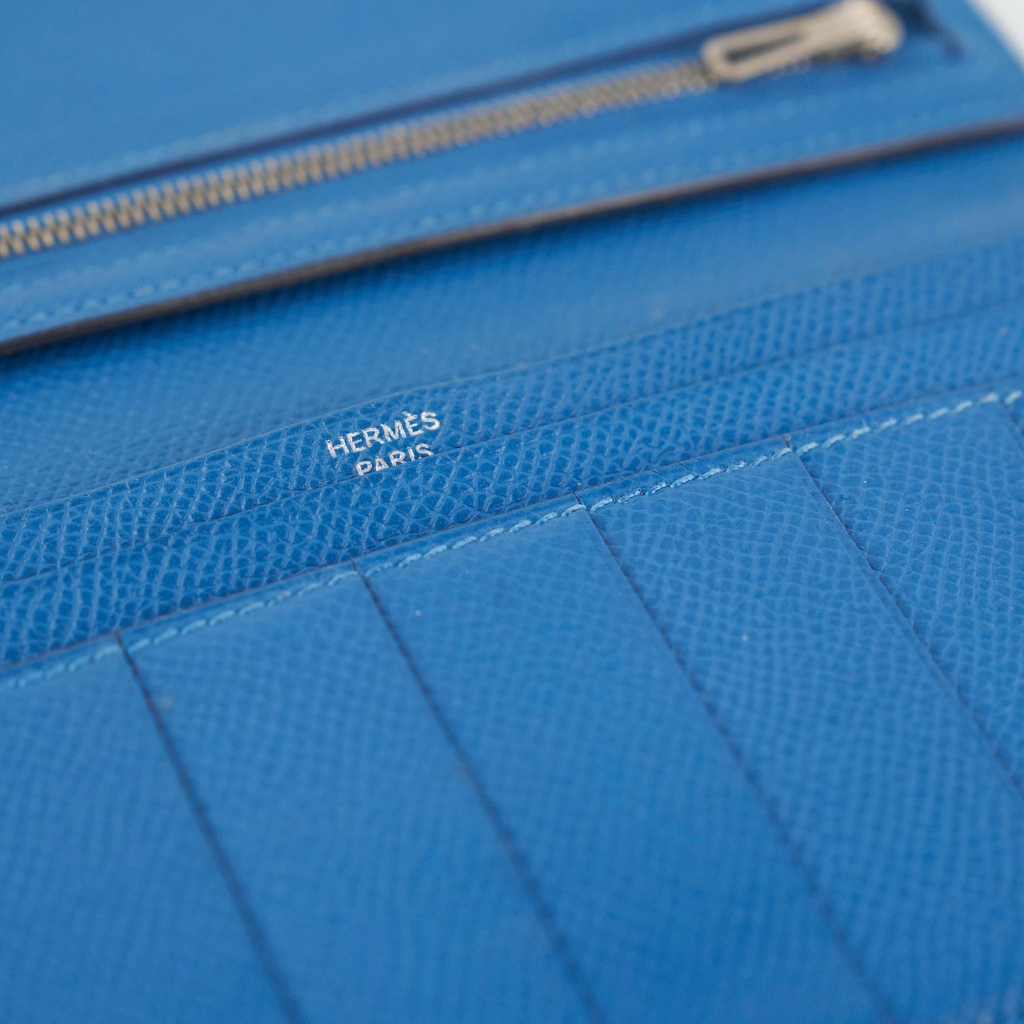 Hermes Bearn Wallet Epsom Blue Mykonos