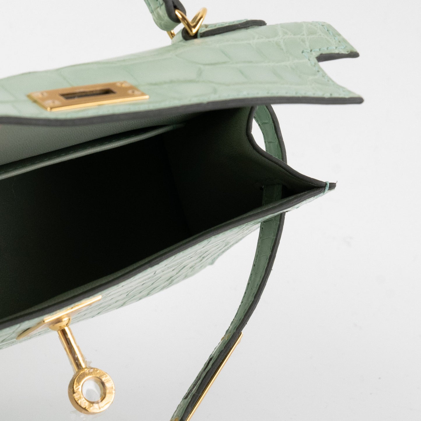Hermes Mini Kelly Alligator Vert D'Eau B Stamp (2023)