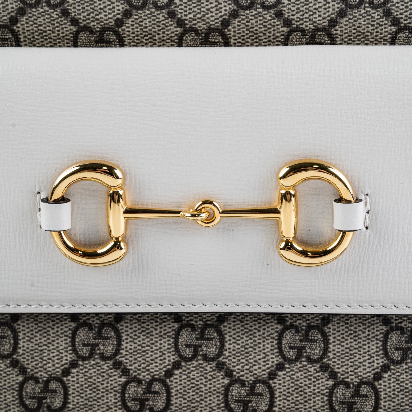 Gucci Horsebit Monogram White Crossbody Bag
