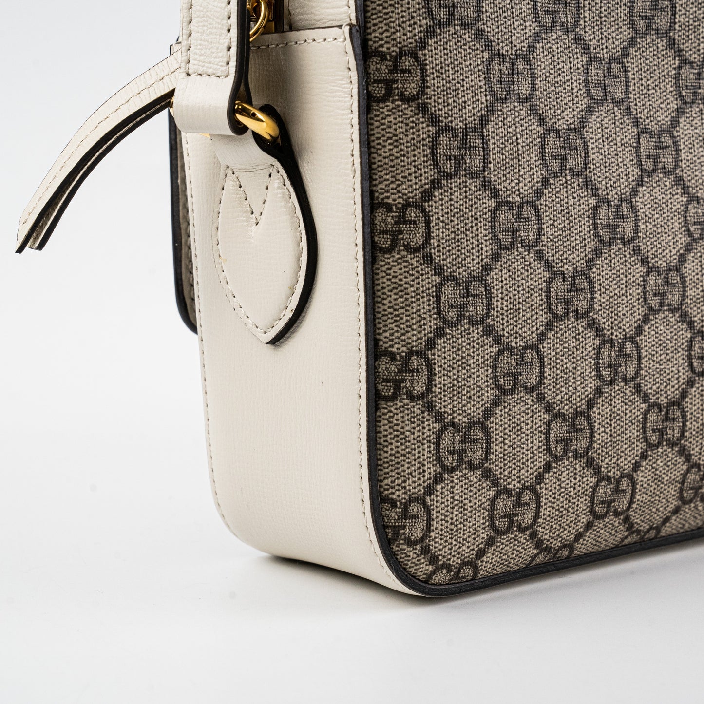 Gucci Horsebit Monogram White Crossbody Bag