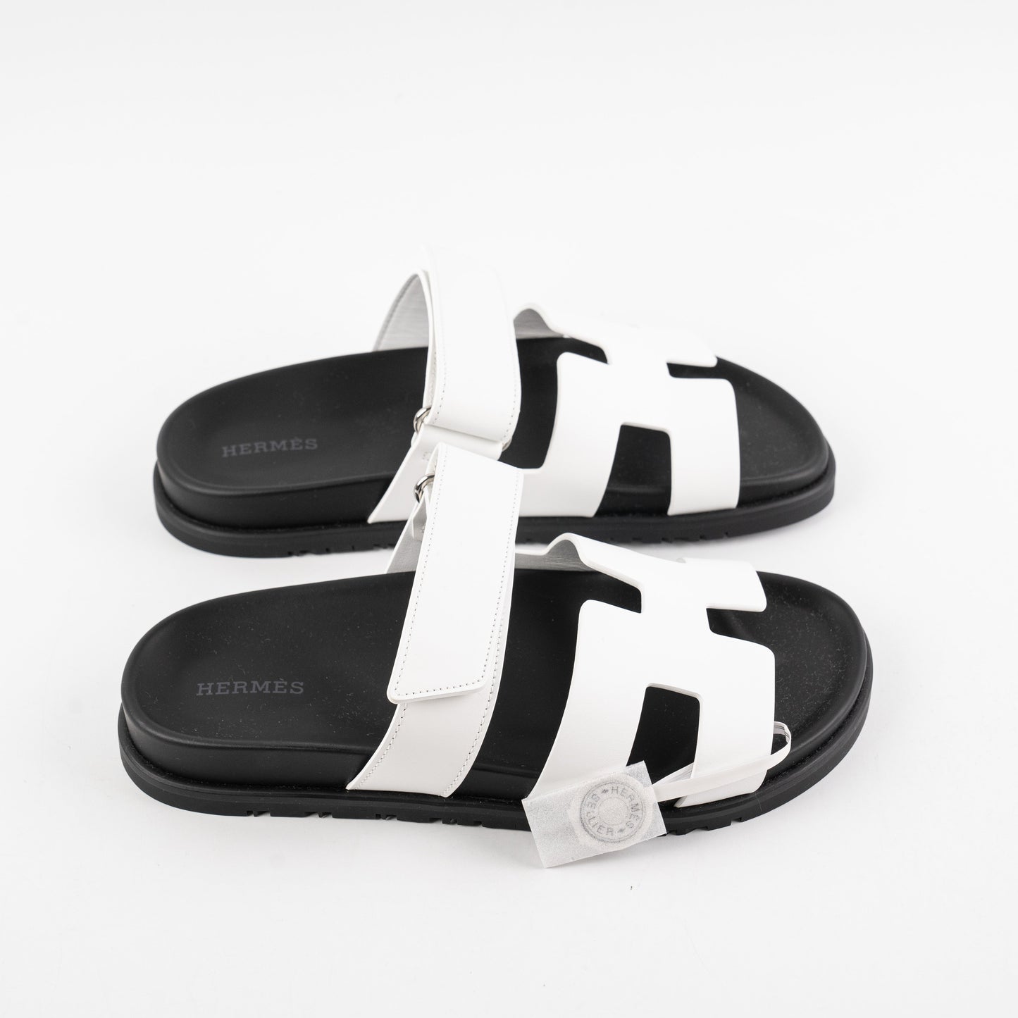 Hermes Chypre Sandals White Calfskin Size 37
