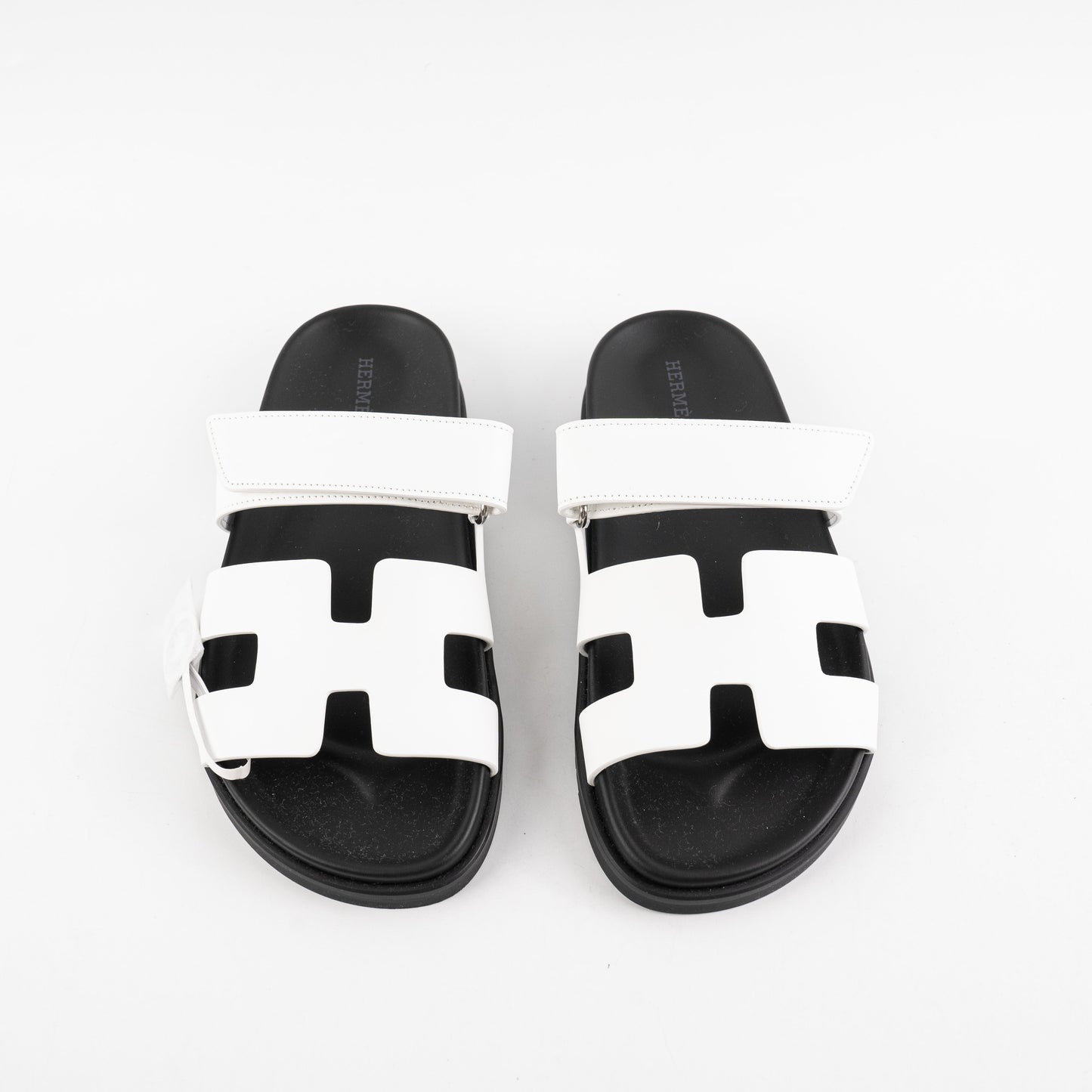 Hermes Chypre Sandals White Calfskin Size 37