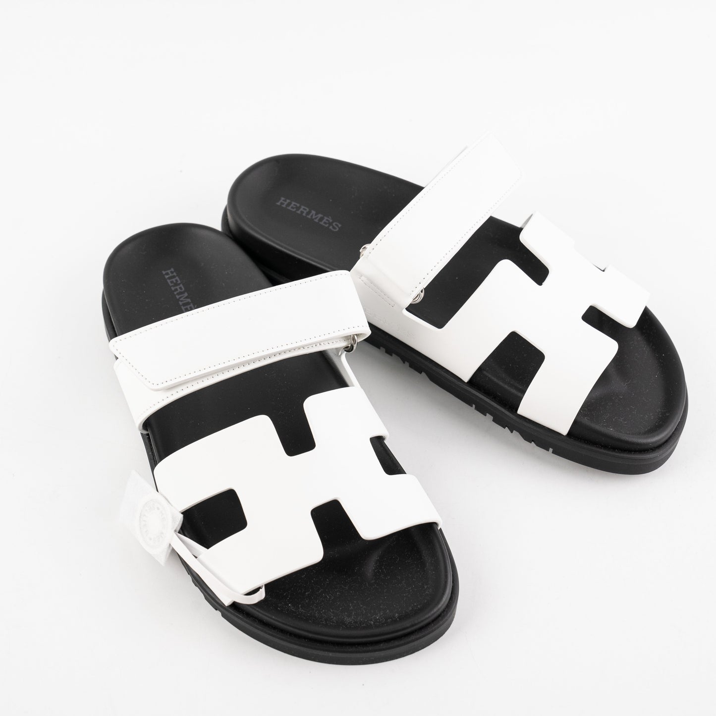 Hermes Chypre Sandals White Calfskin Size 37