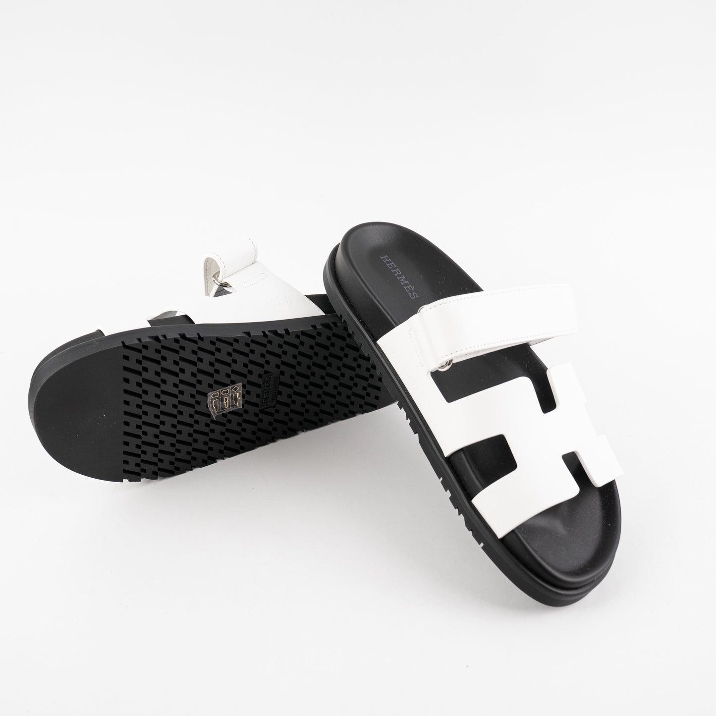 Hermes Chypre Sandals White Calfskin Size 37