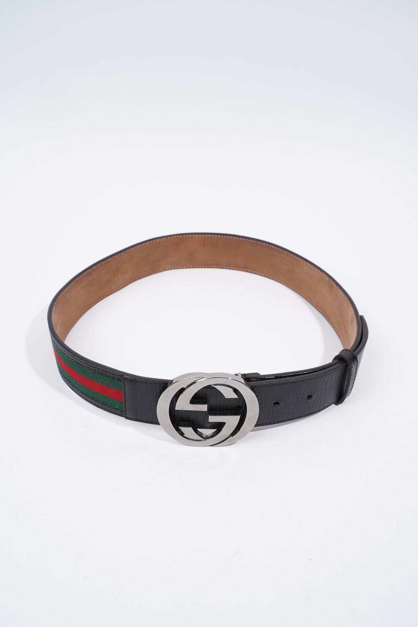 Gucci Gucci Stripe Belt Black / Green / Red Leather 75cm 30"