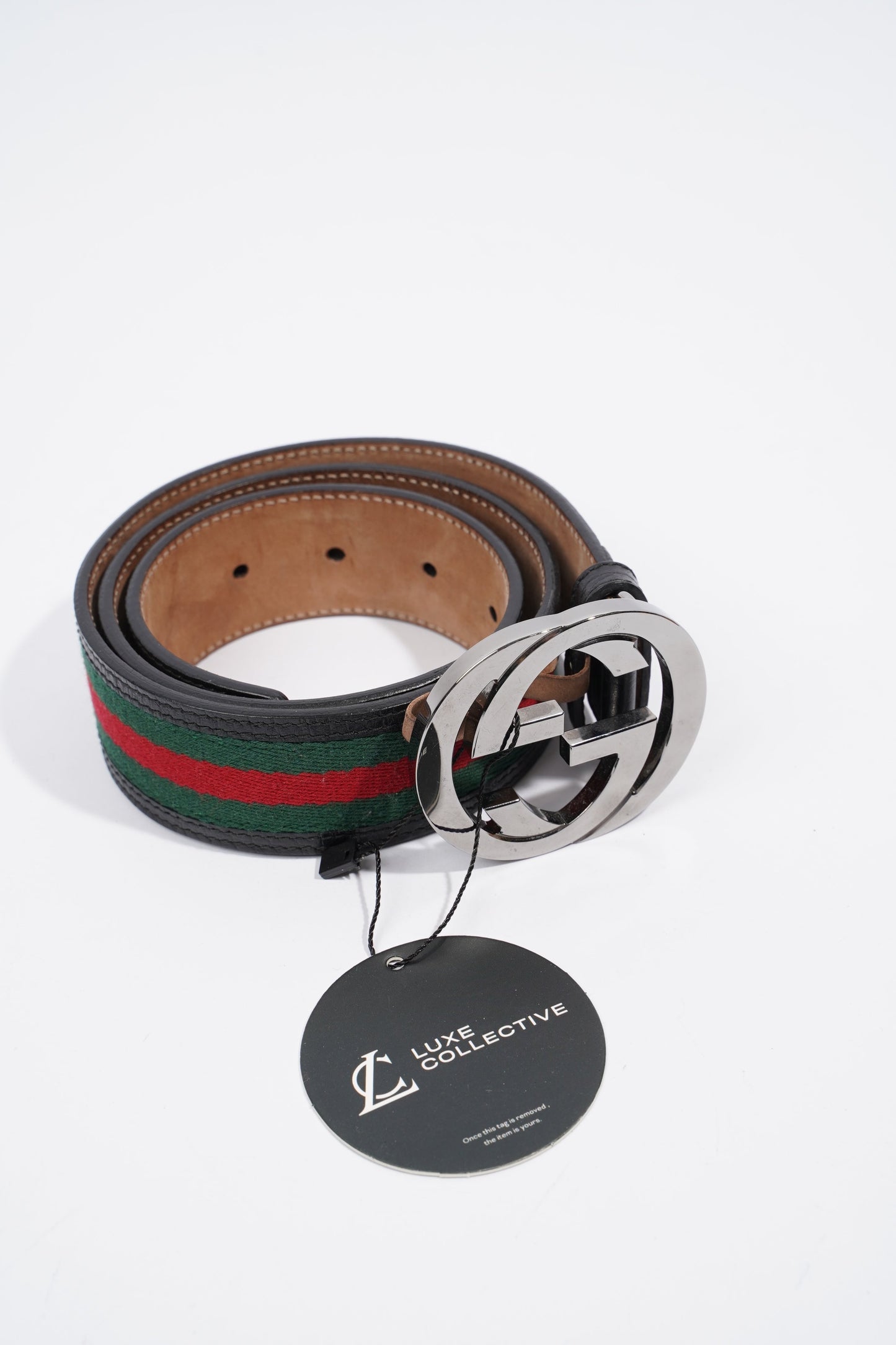 Gucci Gucci Stripe Belt Black / Green / Red Leather 75cm 30"