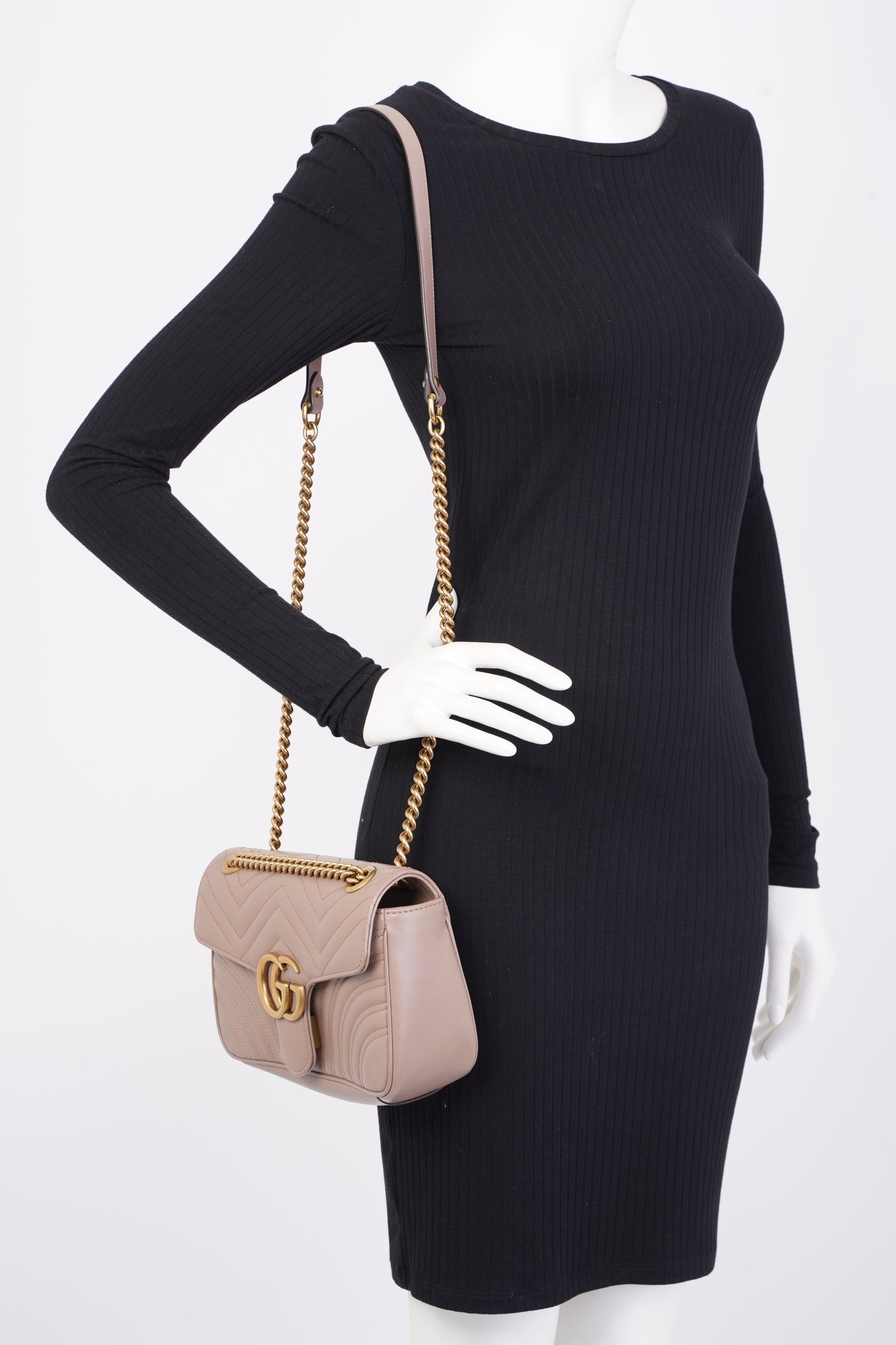 Gucci GG Marmont Matelasse Dusty Pink Matelasse Leather Small