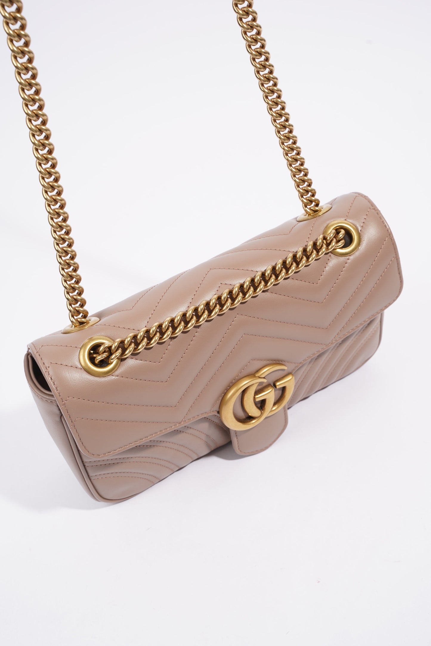 Gucci GG Marmont Matelasse Dusty Pink Matelasse Leather Small