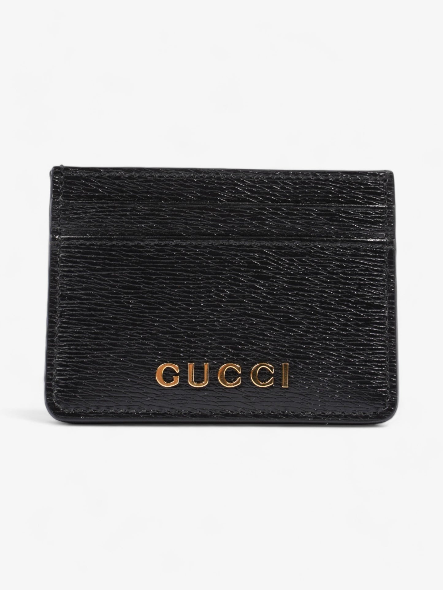 Gucci Card Case With Gucci Script Black Leather