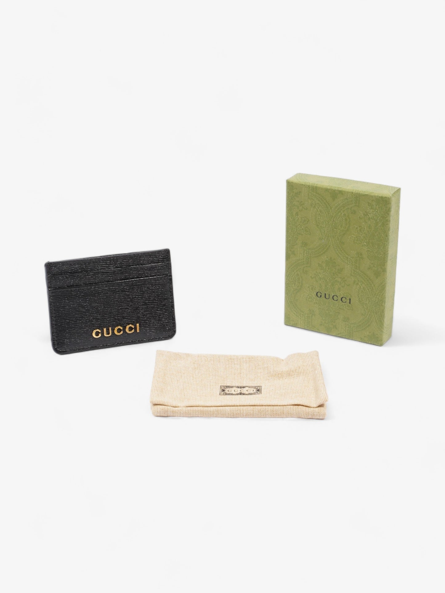 Gucci Card Case With Gucci Script Black Leather