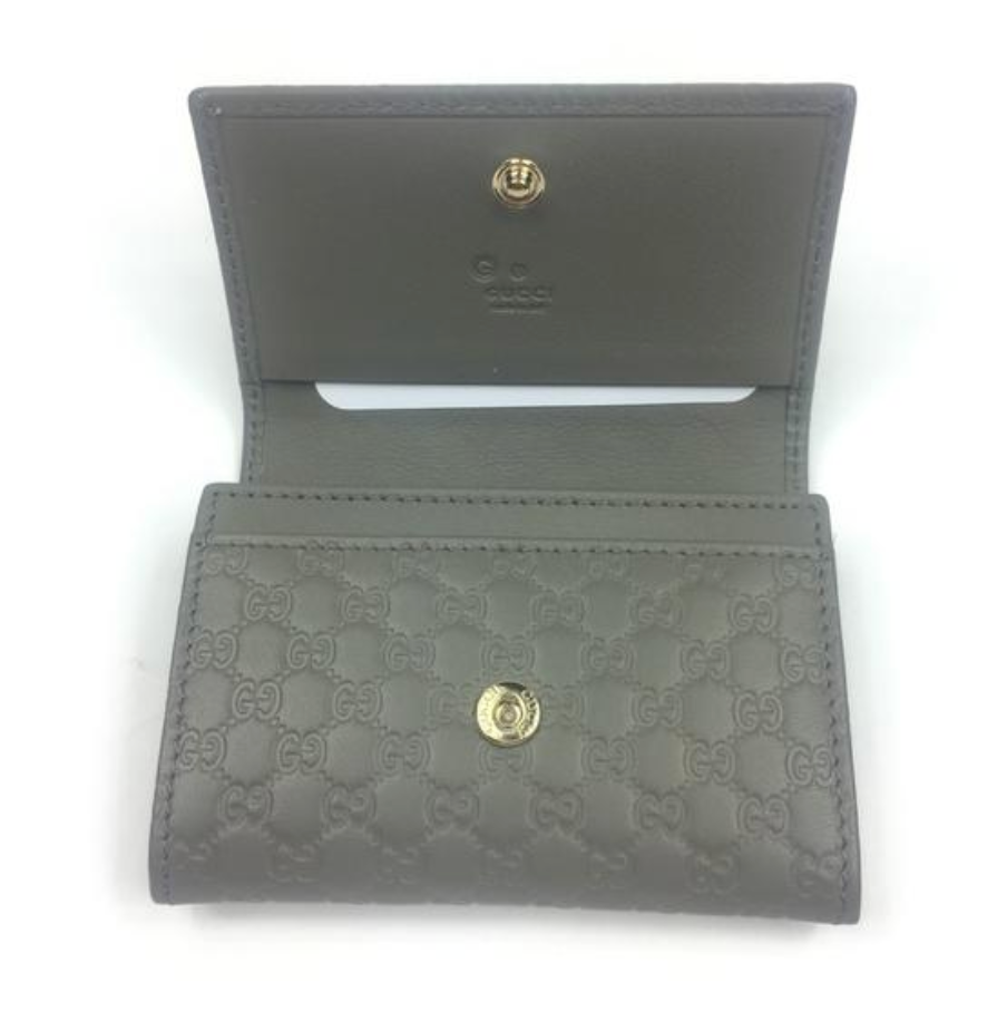Gucci Microguccissima Leather Card Holder Wallet in Gray