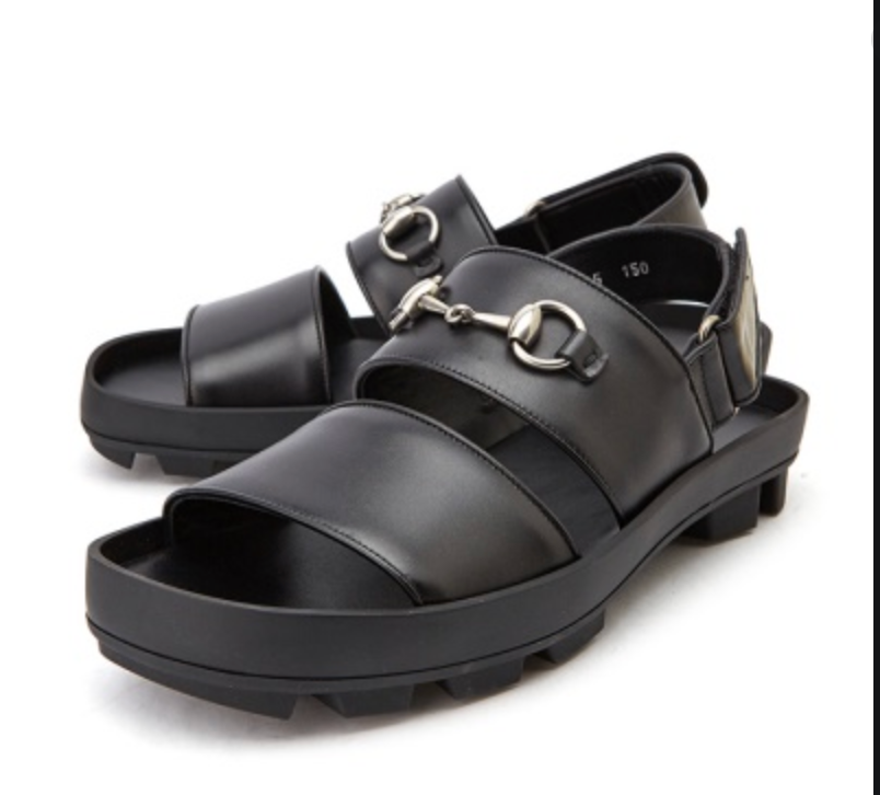 Gucci Men's Horse bit Greek Sandal in Black