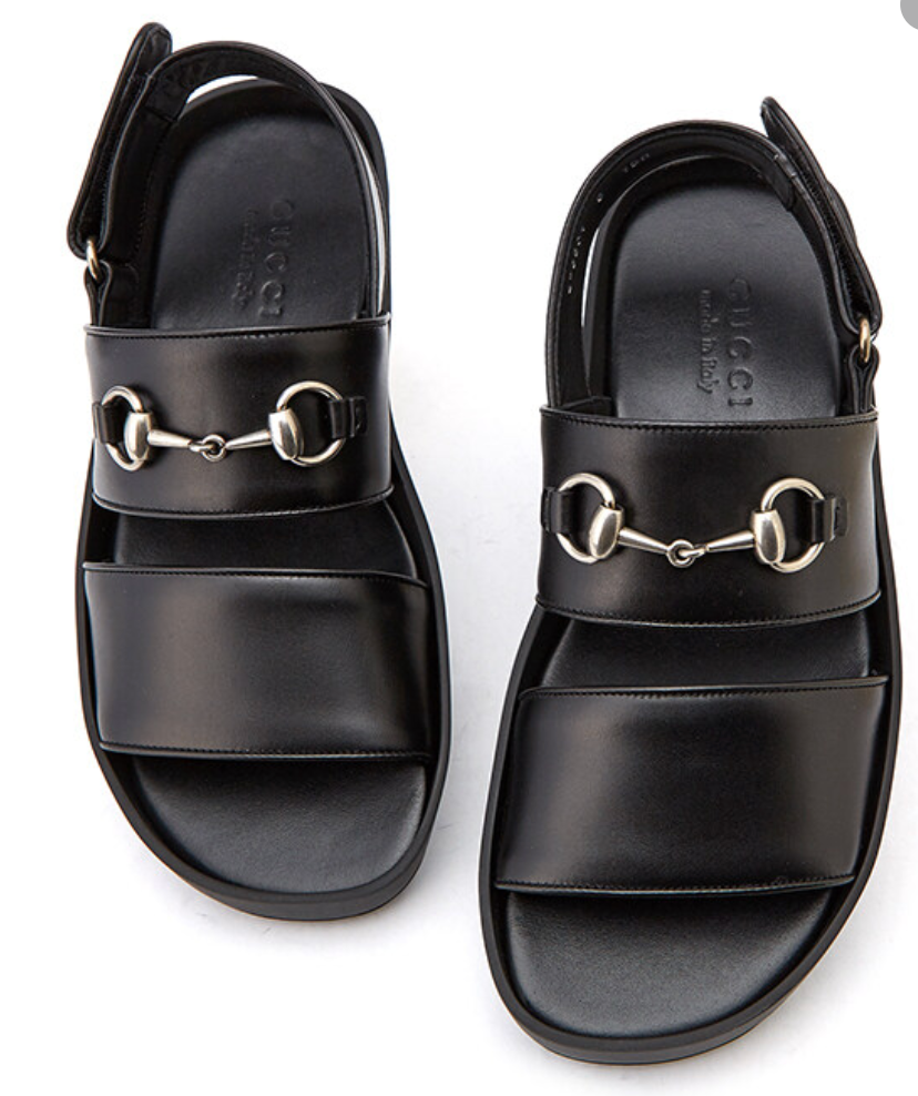 Gucci Men's Horse bit Greek Sandal in Black