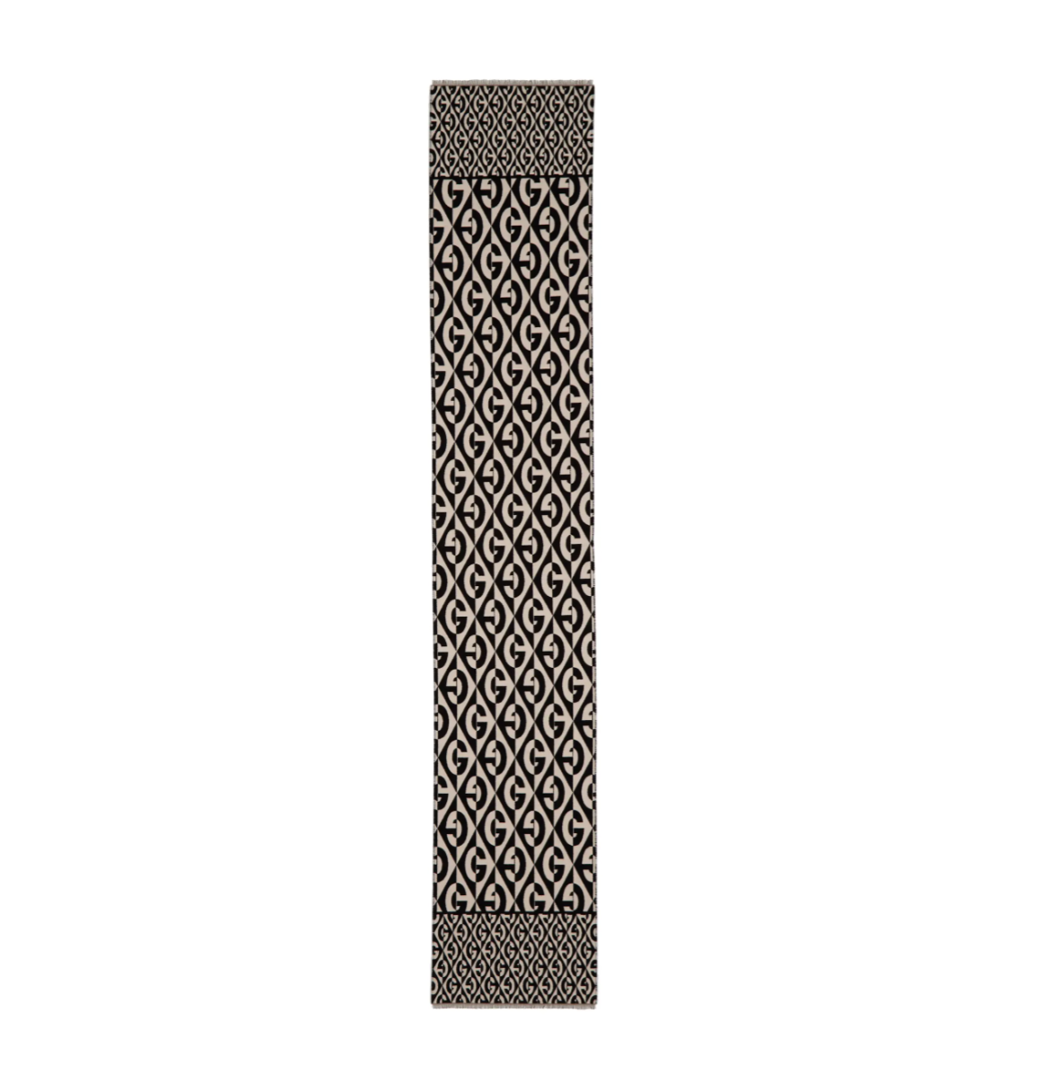 Gucci GG Rhombus Logo Jacquard Scarf in Ivory and Black