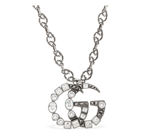 Gucci GG Marmont Crystal Necklace In Silver