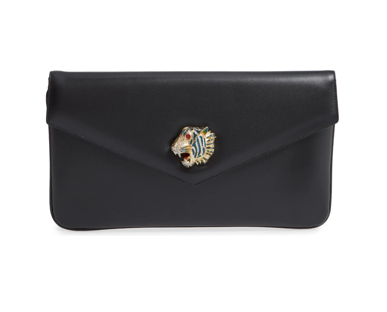 Gucci Rajah Leather Clutch in Black