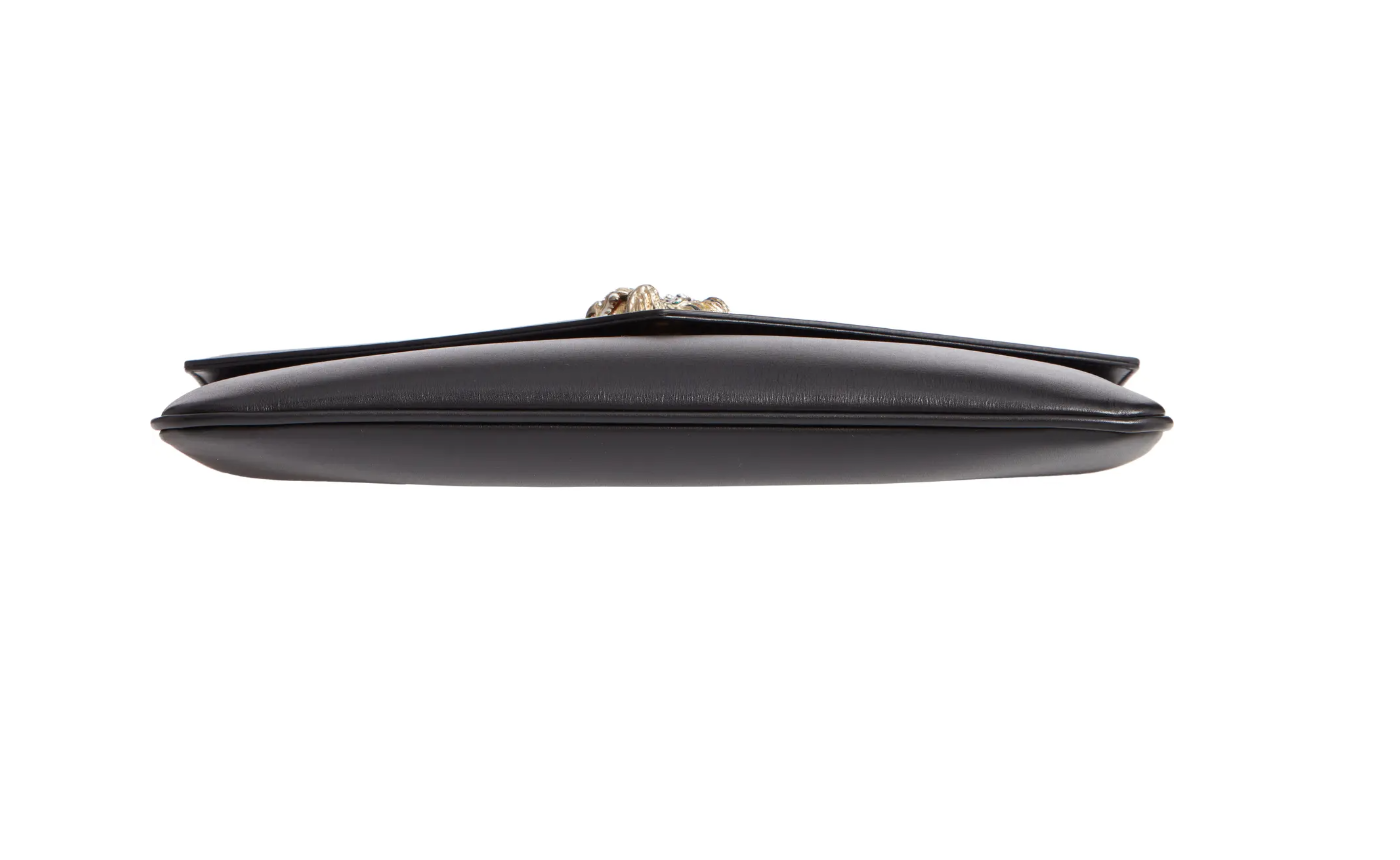 Gucci Rajah Leather Clutch in Black