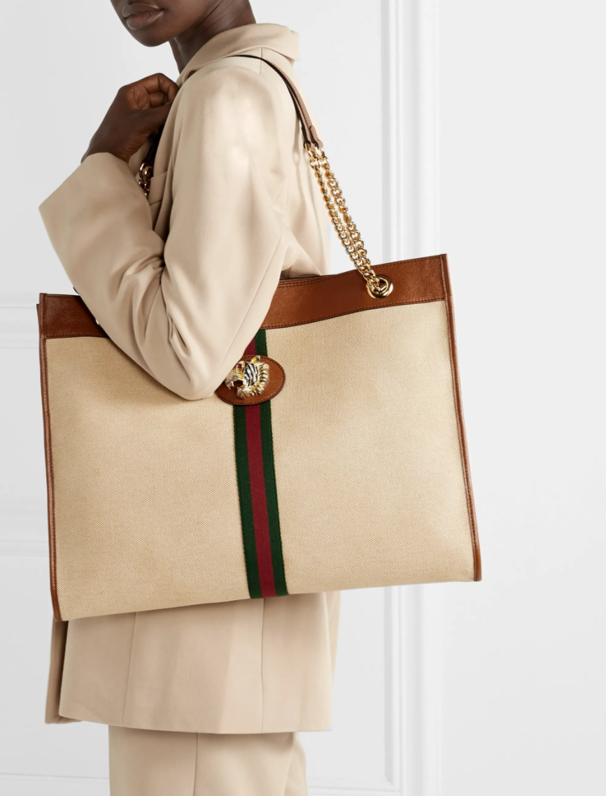 Gucci Rajah Large Canvas Tote Bag in Beige