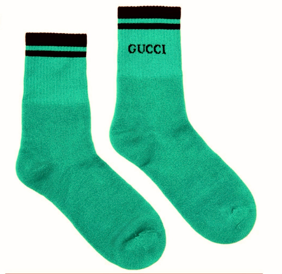 Gucci Rose-Embroidered Cotton Ankle Socks in Emerald Green