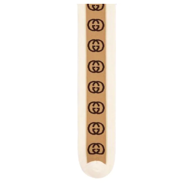 Gucci Socks with Interlocking G Stripe In White and Beige
