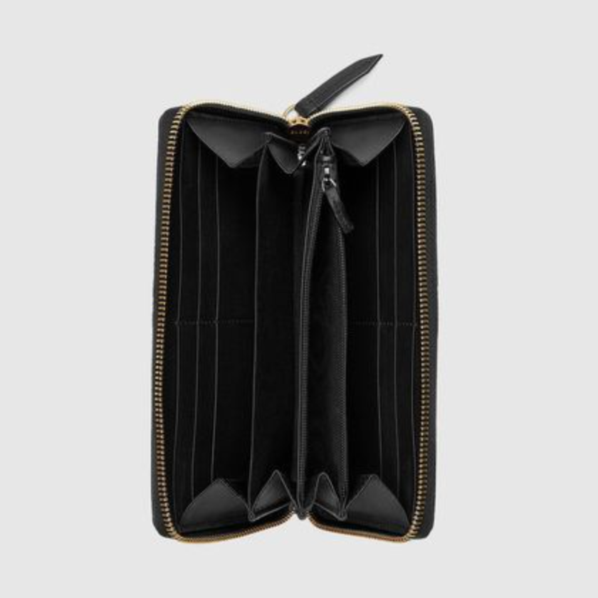 Gucci GG Supreme Bees Zip Around Wallet in Beige