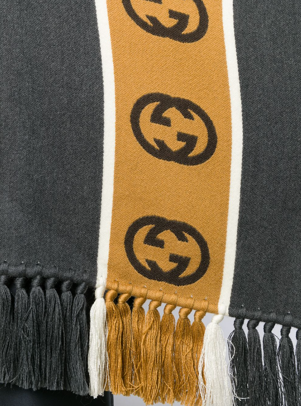 Gucci Wool Poncho with Interlocking G Stripe in Gray