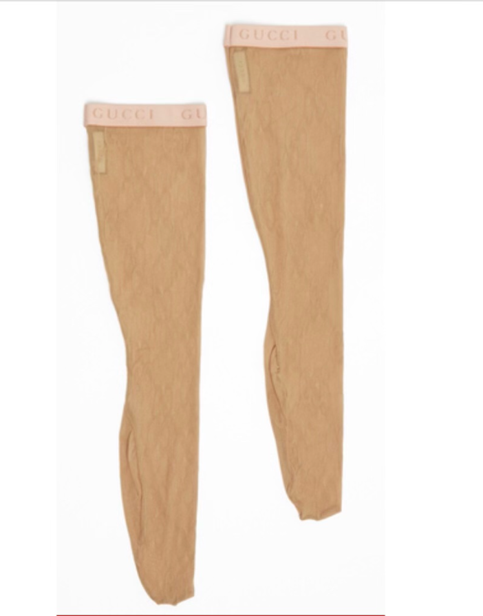 Gucci GG Lace Calf Socks in Beige
