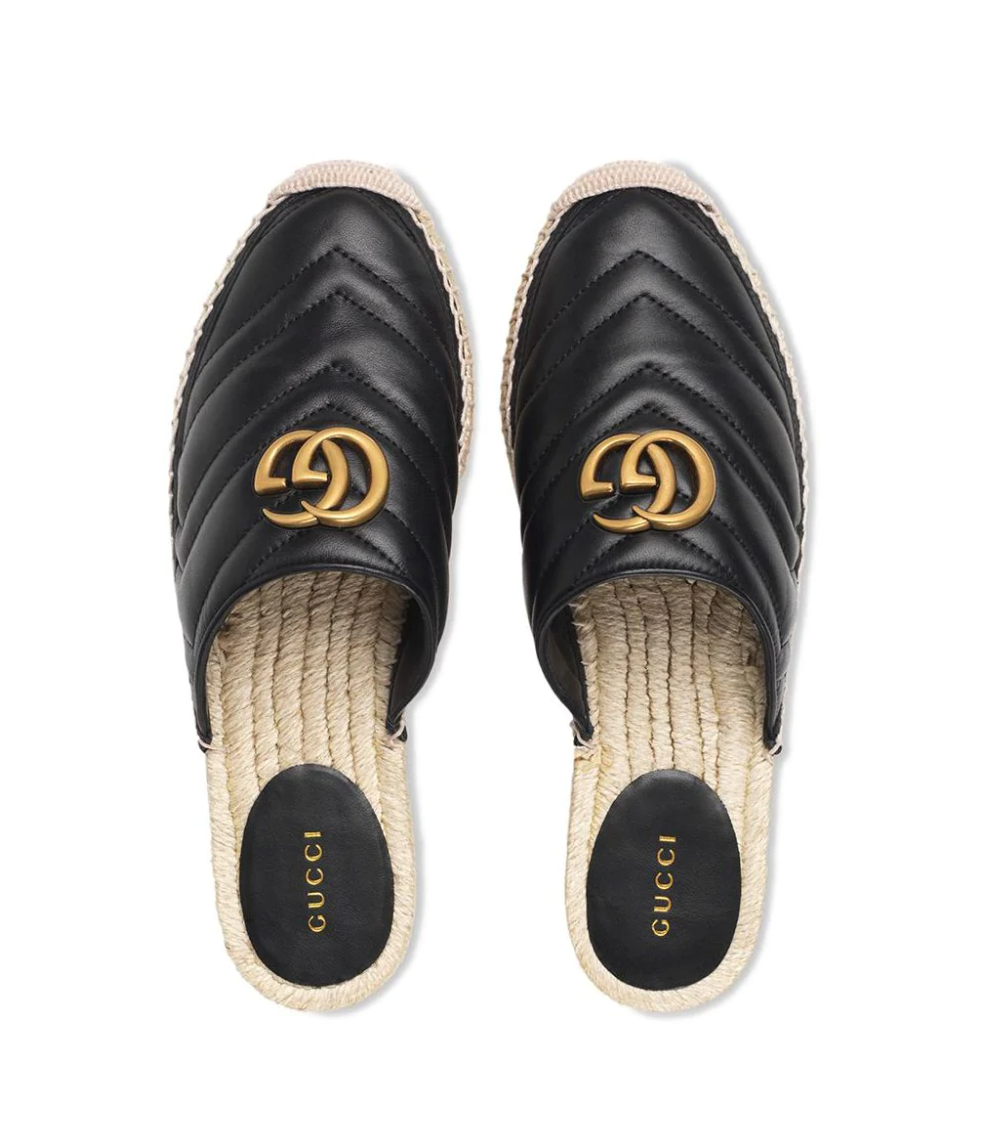 Gucci Leather Espadrille Sandal in Black