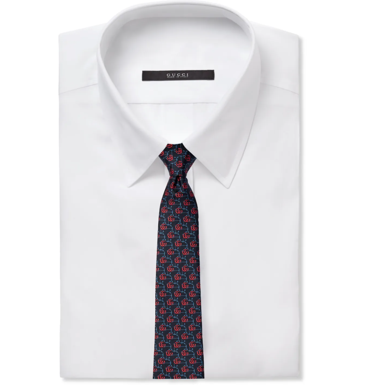 Gucci GG Anchor Print Tie in Midnight Blue