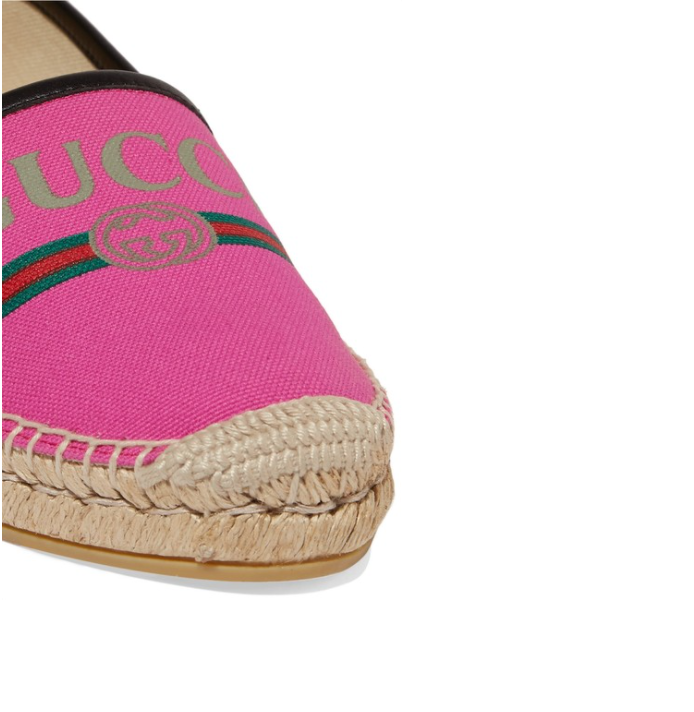 Gucci Printed Canvas Espadrille Flats in Fuchsia