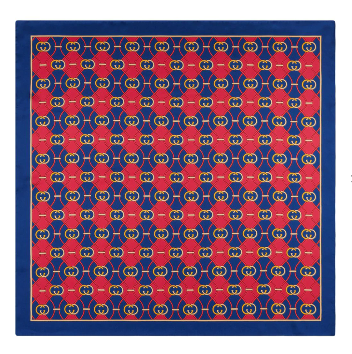 Gucci GG Waves Rhombus Silk Scarf in Navy