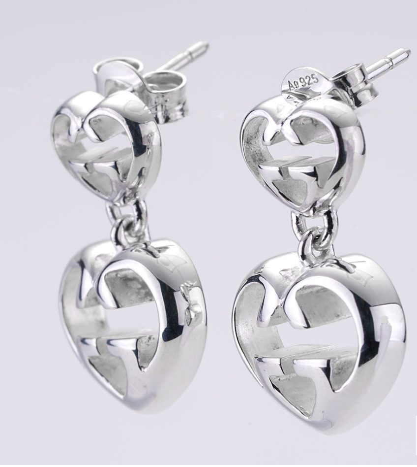 Gucci Love Britt G Heart Earrings in Silver