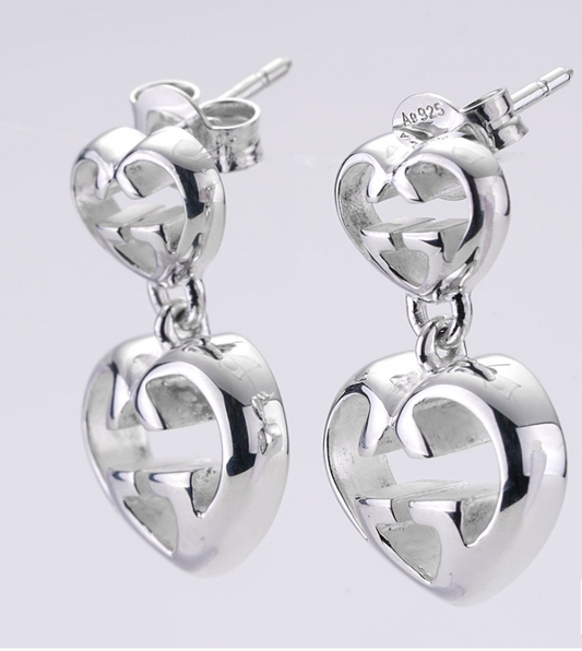 Gucci Love Britt G Heart Earrings in Silver