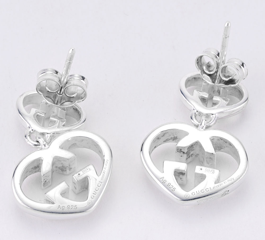 Gucci Love Britt G Heart Earrings in Silver