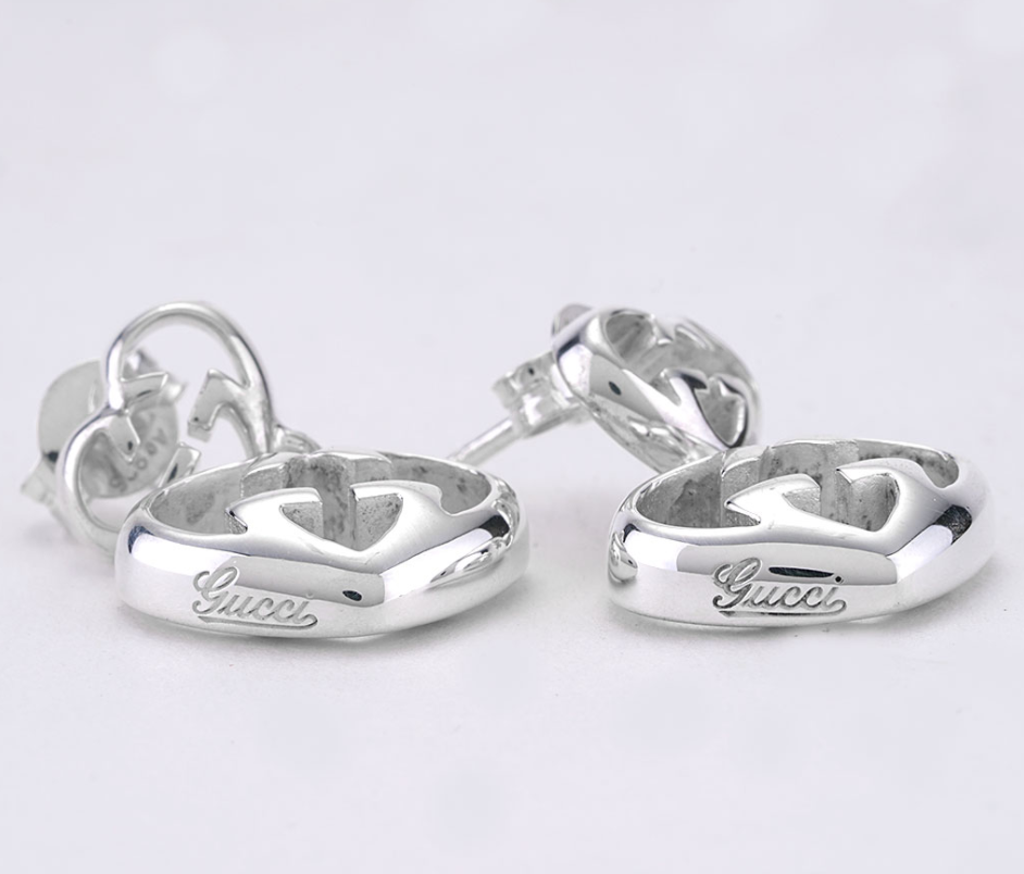 Gucci Love Britt G Heart Earrings in Silver