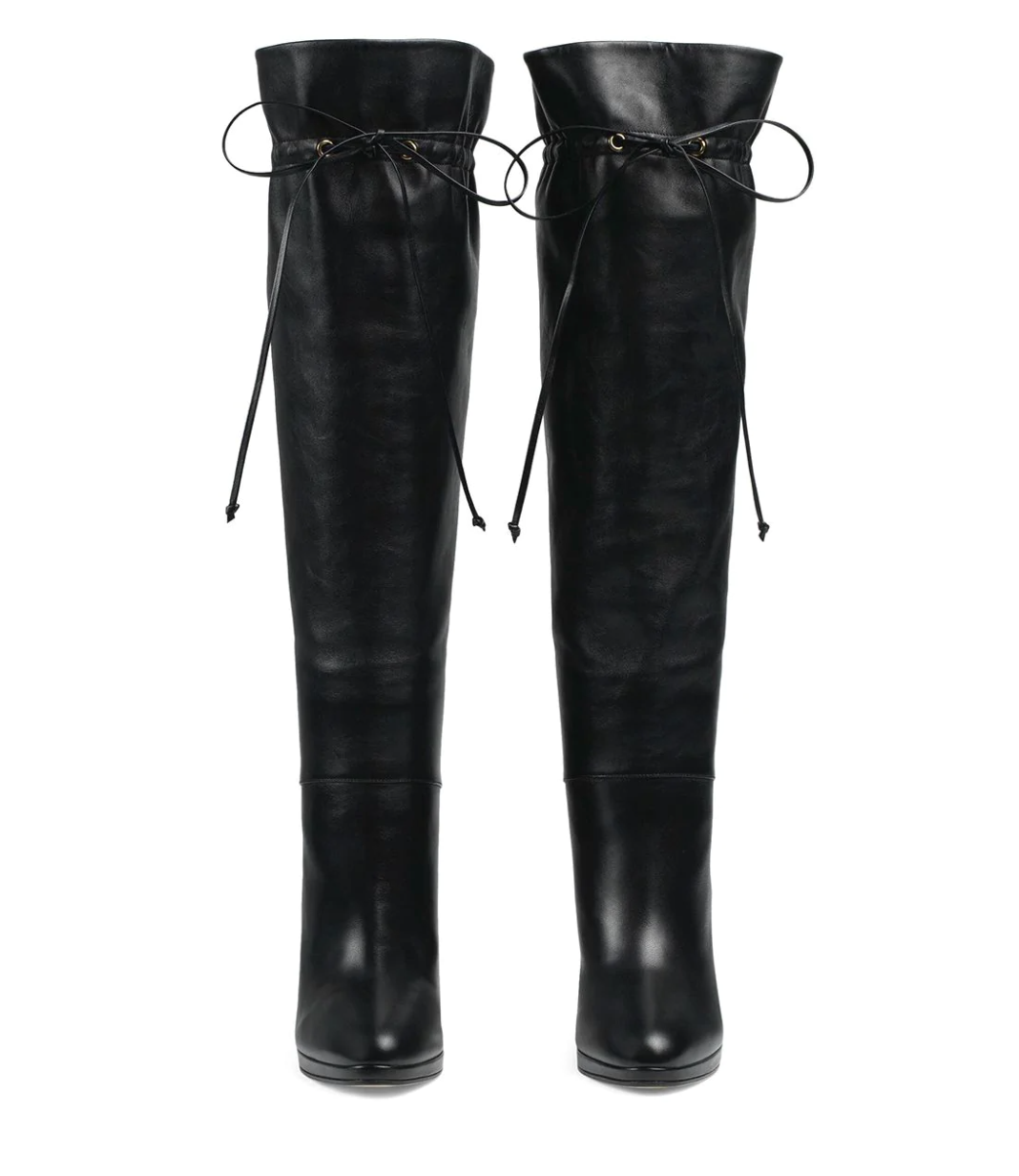 Gucci Leather Knee High Boots in Black