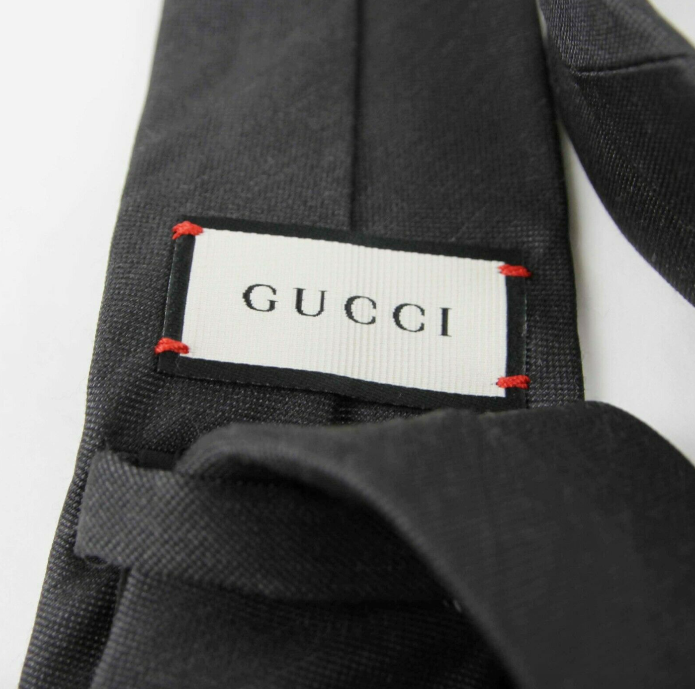 Gucci Green Embroidered Tiger Head Tie in Anthracite