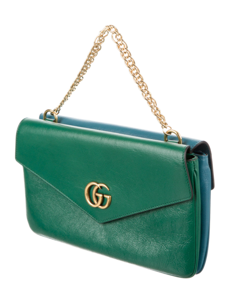 Gucci Thiara Double Envelope Shoulder Bag in Green and Blue