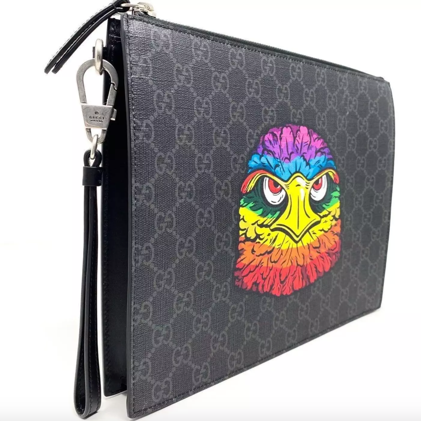 Gucci GG Supreme Eagle Pouch in Gray