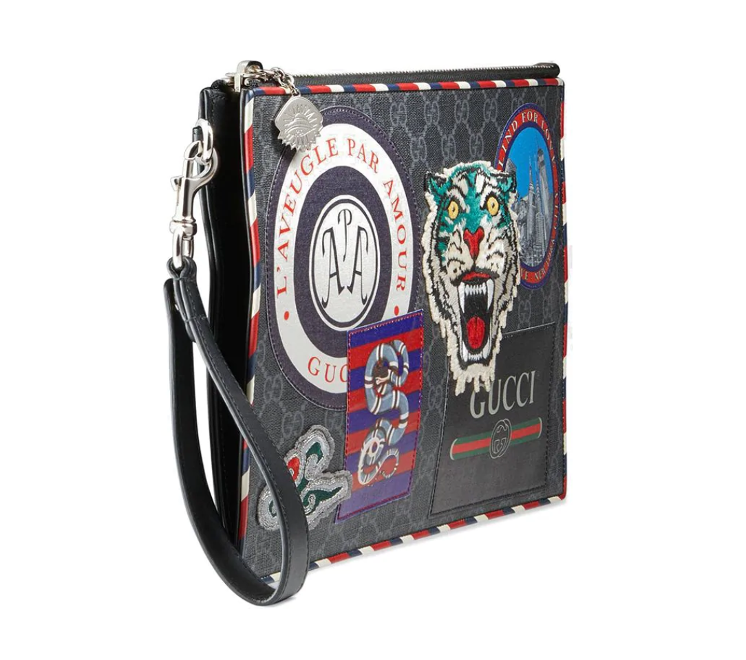 Gucci GG Supreme Night Courrier Pouch in Gray