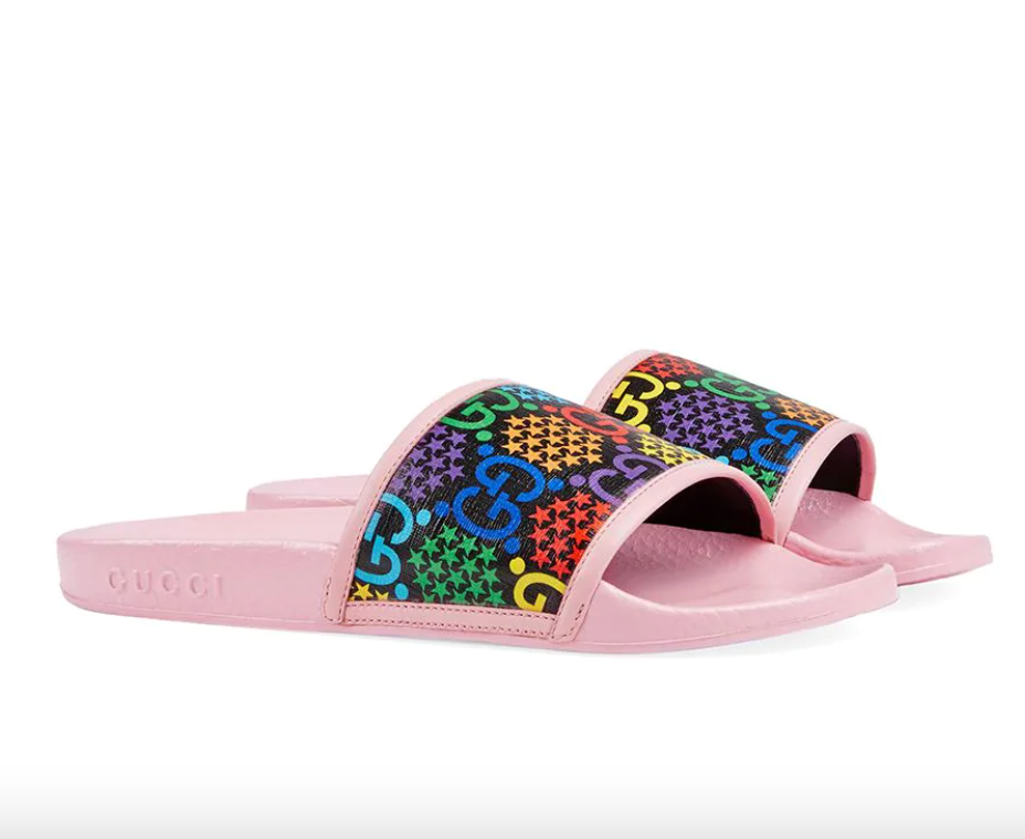 Gucci GG Psychedelic Slide Sandals in Pink