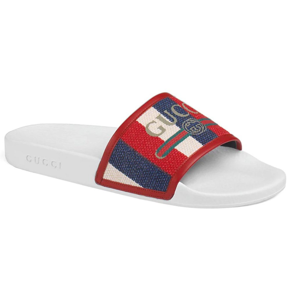 Gucci Sylvie Web Slide Sandals in White