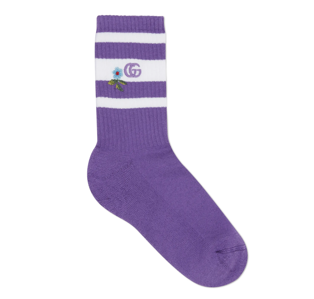 Gucci Embroidered Flower and Logo Socks in Purple