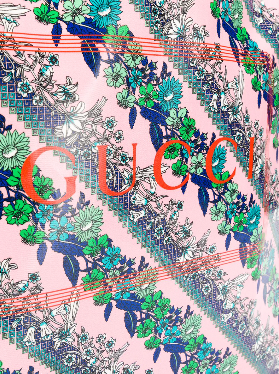 Gucci Monte Carlo Floral Logo Print Tote in Dry Rose
