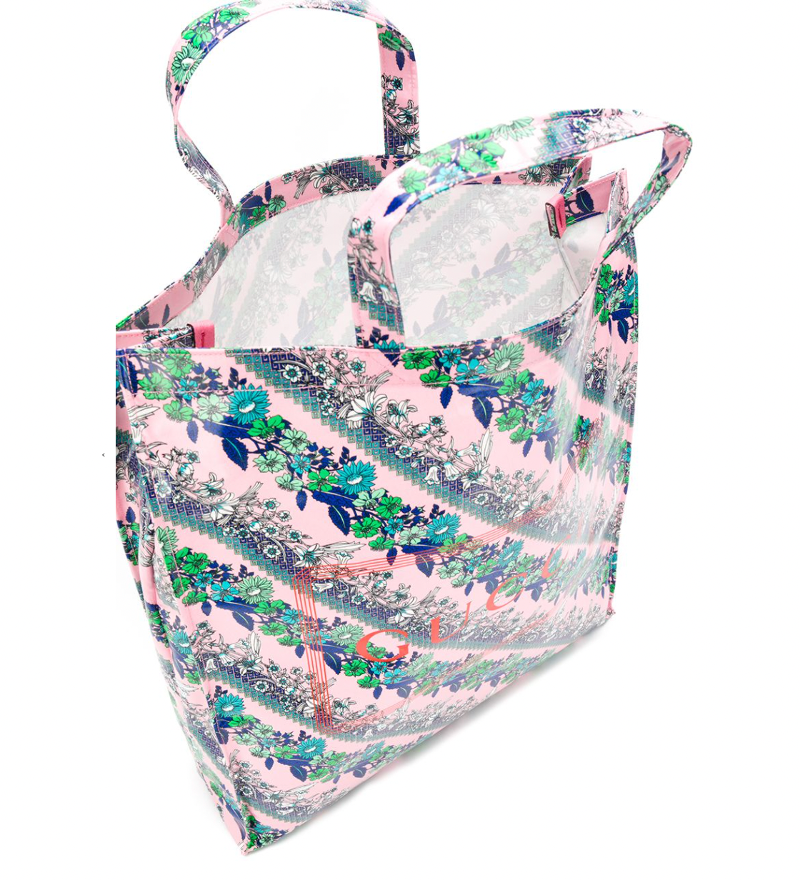 Gucci Monte Carlo Floral Logo Print Tote in Dry Rose