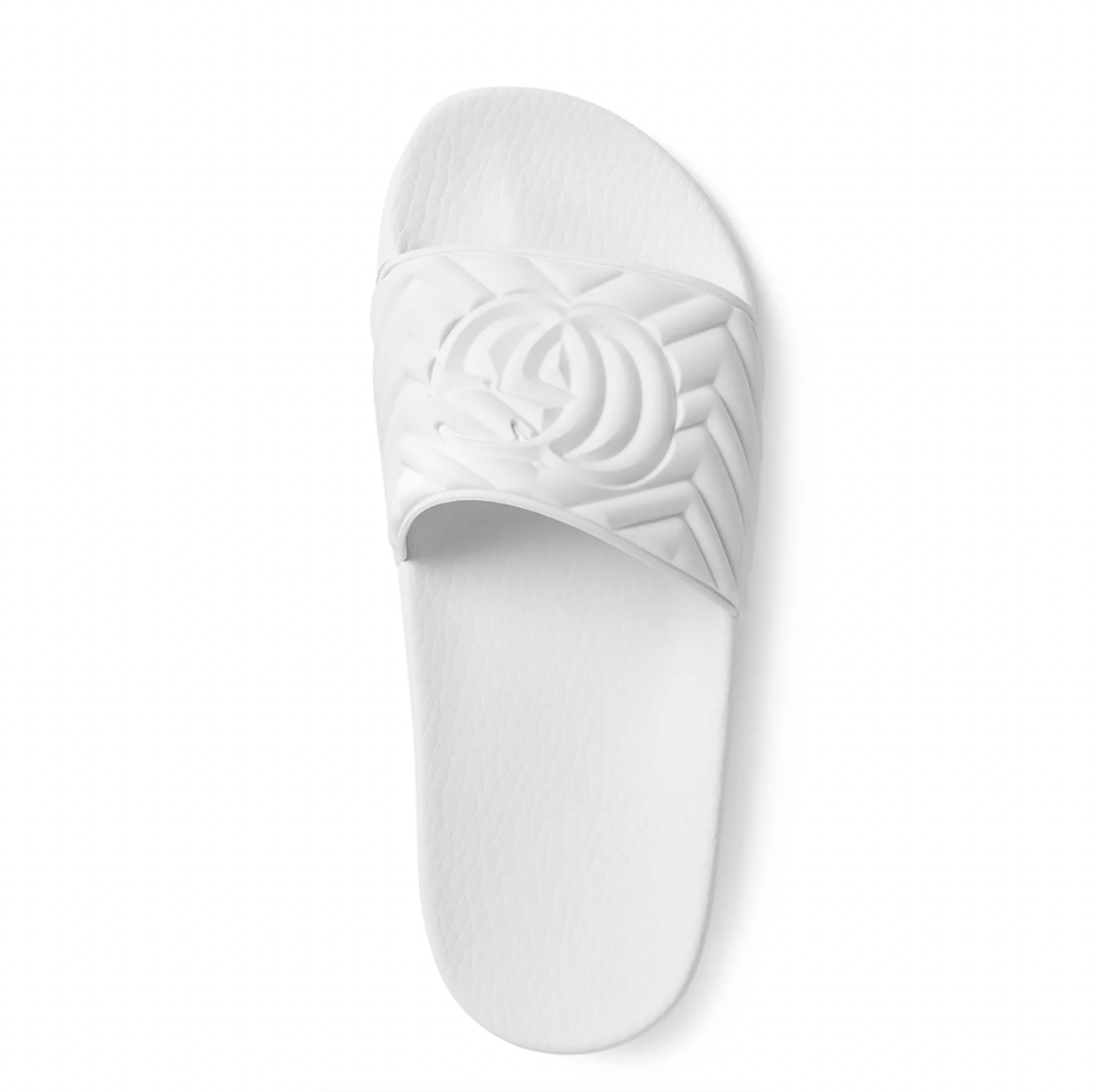 Gucci Matelassé Rubber Slides In White