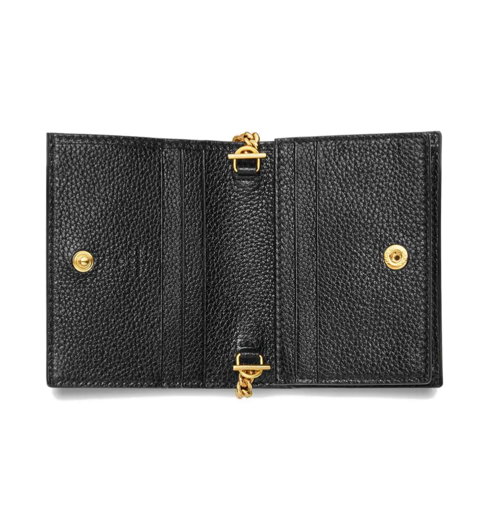 Gucci Zumi Horse-bit Card Case on a Chain in Black