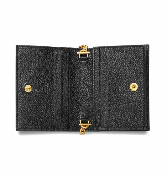 Gucci Zumi Horse-bit Card Case on a Chain in Black