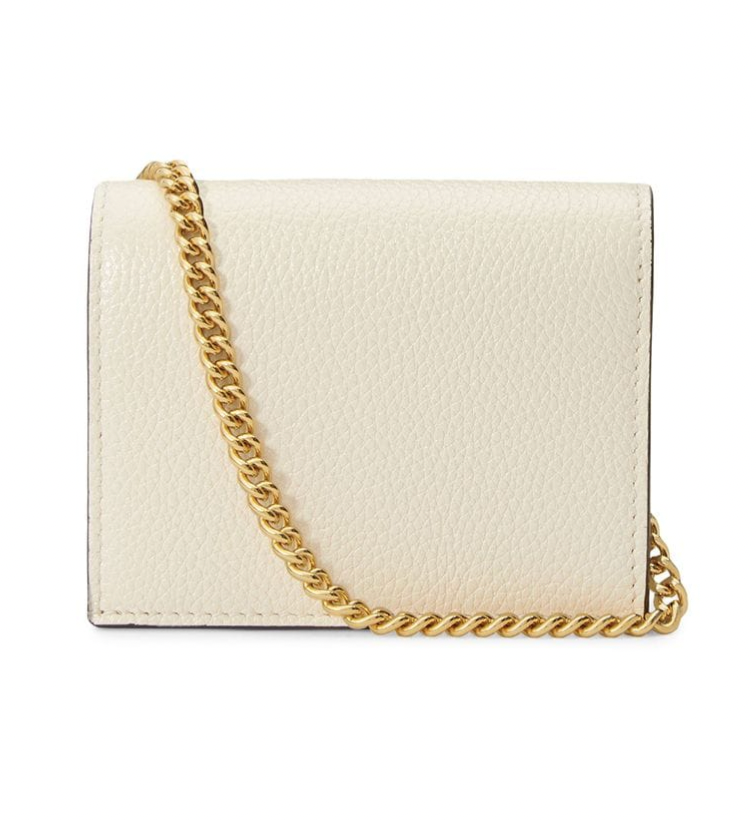 Gucci Zumi Horse-bit Card Case on a Chain in Mystic White