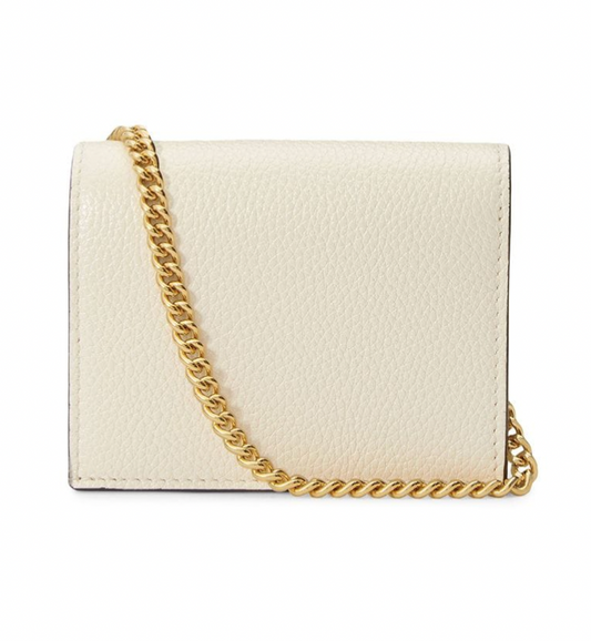 Gucci Zumi Horse-bit Card Case on a Chain in Mystic White